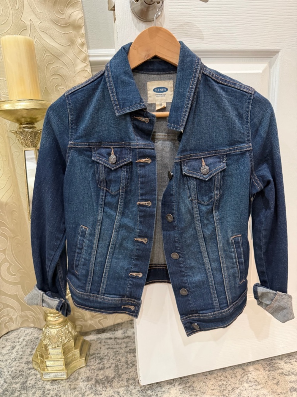 Old Navy Dark Blue Denim Jacket with Button Front